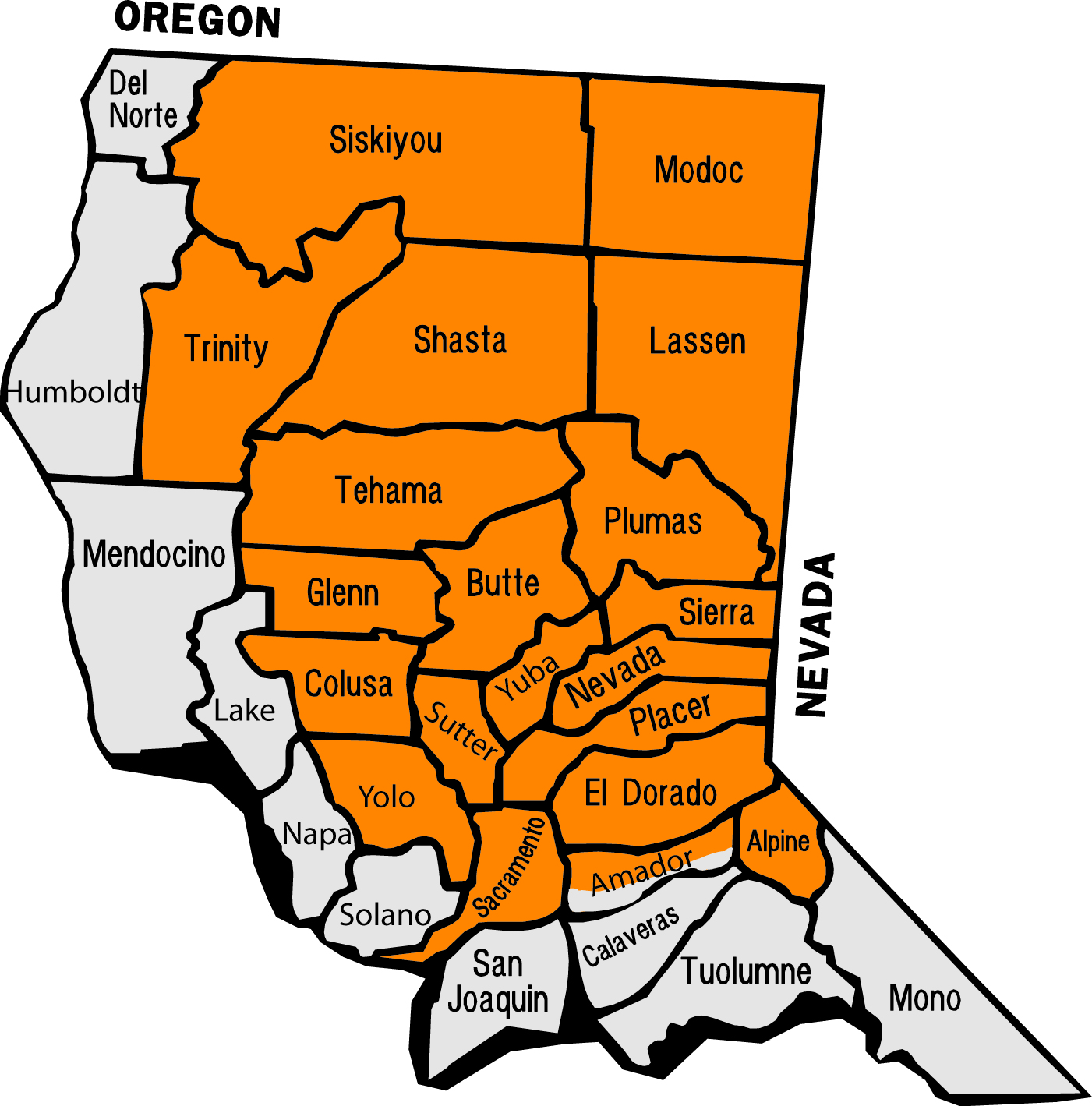 Map Of Northern California Counties - Local 185 