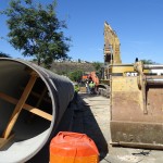 A pipe segment prior to placement at Faraday Avenue