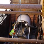 A pipe-jacking crew working at the intersection of Orion and Faraday Avenues in Carlsbad.