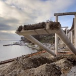 'S' curve columns being toppled. Image courtesy of Caltrans.