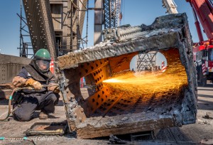 Torch cutting on deck