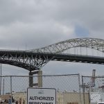 The original Gerald Desmond Bridge as viewed from the SFI jobsite.